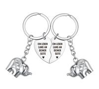 Sinmoe 2 Llaveros de Pareja Regalo San Valentin de Pareja Llavero Pingüinos Nutria Tortuga Elefant Originales para Novio Novia Amigos para San Valentín Aniversario y Cumpleaños (Elefante)