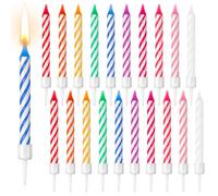Sinmoe 20 Velas de Cumpleaños Coloridas de Arcoíris Velas de Pastel de Cumpleaños con Soportes Velas Altas para Cupcakes para Boda Graduación Aniversario Baby Shower Fiesta Celebración Decoraciones