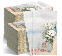 Sinmoe 200 toallas de mano desechables decorativas de primavera de papel de 2 capas para invitados de verano, toallas de mano de papel para baño, servilletas desechables florales para boda, despedida