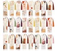 Sinmoe 24 Marcapáginas con Frases Motivadoras en Italiano Marcador Inspirador con Borla Marcadores de Papel de Colores Regalo de Agradecimiento para Colegas Cumpleaños Navidad(Plantas)