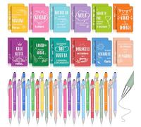 Sinmoe 24 Set Minidiarios y Bolígrafos 24 Cuadernos de Bolsillo con Inspiración Mini Cuadernos Motivacionales Coloridos 24 Bolígrafos de Colores Motivacionales Regalo para Colegas, 12 Estilos