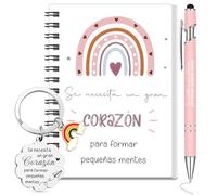 Sinmoe 3 Piezas Regalos para Profesor Incluye Cuaderno en Espiral Arcoíris Maestro Bolígrafo Retráctil y Llavero Regalo Profesor Fin de Curso para Profesora Despedida Cumpleaños Graduación Jubilación