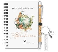 Sinmoe 3 Regalos de Suerte para Mujeres Contiene Cuaderno Espiral Llavero de Ángel de Guarda y Bolígrafos Motivacionales Regalos Inspiradores para Trabajo, Escuela, Compañeros y Amigas(Rectángulo)
