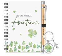 Sinmoe 3 Regalos de Suerte para Mujeres Contiene Cuaderno Espiral Llavero de Ángel de Guarda y Bolígrafos Motivacionales Regalos Inspiradores para Trabajo, Escuela, Compañeros y Amigas(Redondo)