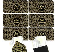 Sinmoe 36 sobres de dinero Eid Mubarak a granel de 6.7 x 3.2 pulgadas, juego de sobres de papel de aluminio dorado para tarjetas de regalo de Ramadán para decoraciones de celebración de monedas de Eid