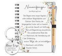 Sinmoe Regalo de Nuevo Comienzo Despedida para Compañeros Cuaderno de Anillas A6 Bolígrafo de Madera Llavero Regalo de Nuevo Trabajo para Amigos(Flores Silvestres y Eucalipto)