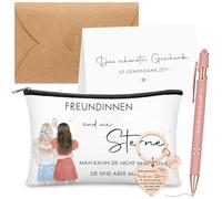 Sinmoe Regalos para Novias Contener Bolsa de Cosméticos Llavero Bolígrafo Tarjeta con sobre Regalo Mejor Amigo Cumpleaños(Freundinnen Sind wie Sterne)