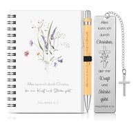 Sinmoe Set de Regalo de 3 Biblias, Cuaderno Cristiano con Espiral A6, Marcador Bíblico y Bolígrafo, Regalos Inspiradores para Colegas, Amigos, Miembros de la Iglesia, Devocionales y Navidad.