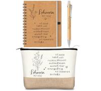 Sinmoe Set de Regalo de Agradecimiento de 3 Piezas para Profesores Neceser Cuaderno Bolígrafo Regalo de Gracias Graduación para Jardín de Infantes Escuela Primaria (Blanco, Marrón, Lehrerin)