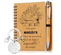 Sinmoe Set de Regalo para Maestros Incluye Llavero con Colgante de Abeja Cuaderno en Espiral Bolígrafo de Madera para Graduación Día del Maestro Despedida de Profesores(Una Gran Maestra)