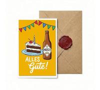 Sinnblatt Tarjeta de cumpleaños para hombres y mujeres, divertida tarjeta de felicitación con diseño de cerveza y tarta, colorida, tarjeta de feliz cumpleaños como regalo de dinero y cupón para amigos