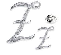 SINNKY A-Z - Broche de aleación de plata para mujer con diseño de letra inglesa (2 tamaños)
