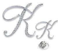 SINNKY A-Z - Broche de aleación de plata para mujer con diseño de letra inglesa (2 tamaños)