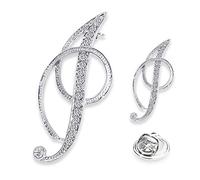 SINNKY A-Z - Broche de aleación de plata para mujer con diseño de letra inglesa (2 tamaños)