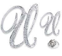 SINNKY A-Z - Broche de aleación de plata para mujer con diseño de letra inglesa (2 tamaños)