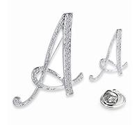 SINNKY A-Z - Broche de aleación de plata para mujer con diseño de letra inglesa (2 tamaños)