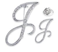 SINNKY A-Z - Broche de aleación de plata para mujer con diseño de letra inglesa (2 tamaños)