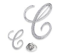 SINNKY A-Z - Broche de aleación de plata para mujer con diseño de letra inglesa (2 tamaños)