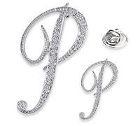 SINNKY A-Z - Broche de aleación de plata para mujer con diseño de letra inglesa (2 tamaños)