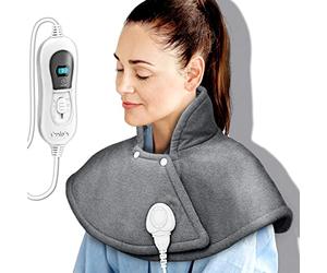 sinnlein Almohadilla Eléctrica para Cervicales, Hombros, Cuellos y Espalda | Manta Térmica con 3 Niveles de Temperatura y Apagado Automático | 100W (Gris)