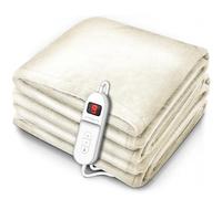 sinnlein® Calienta Camas | Manta Eléctrica 160 x 120 cm Beige | con Desconexión Automática y Temporizador | 9 Niveles de Temperatura | Pantalla Digital | Lavabale hasta 40°C