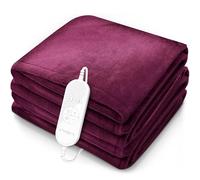 sinnlein® Calienta Camas | Manta Eléctrica 160 x 120 cm Burdeos | Con Desconexión Automática y Temporizador | 9 Niveles de Temperatura | Pantalla Digital | Lavabale hasta 40°C