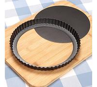 Sinnsally Molde para Quiche y Tarta con Base Extraíble,Molde para Tarta Base Desmontable Recubrimiento Antiadherente,Molde de Horno Rizado,Moldes Tartas Redondo (30cm)