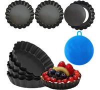 Sinnsally Moldes para tartelette con base elevadora,8 Piezas Antiadherentes Molde para Tartaletas,mini moldes para tartlettformes, moldes para tarta,Forma de quicheform pequeña (10 cm*8)