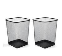 Sinoba Papelera de oficina de metal negro 17L cuadrado de alambre con aspecto de malla, bote de basura para oficina, oficina en casa y hogar (2 piezas)