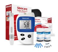 Sinocare Safe Accu 2 Monitor de azúcar en sangre con tecnología avanzada, 200 memorias para conocer los cambios de valor | 1 metro + 50 piezas × (tiras + lancetas) | mmol/l
