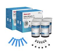 Sinocare Safe AQ Pro I medidor de glucosa en sangre Kit de glucómetro probador para diabéticos medidor médico de azúcar en sangre o solo tiras reactivas lancetas | 100 piezas × (tiras + lancetas) | mi