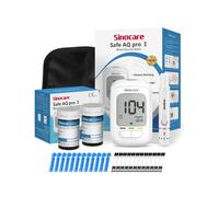 Sinocare Safe AQ proⅠKit medidor de glucosa en sangre Glucómetro para diabetes Medidor médico de azúcar en sangre o solo tiras reactivas Lancetas | 1 metro + 100 piezas × (tiras + lancetas) | mg/dL