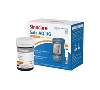 Sinocare Safe AQ UG Medidor de ácido úrico de glucosa en sangre con tiras reactivas avanzadas Lanceta para multifunción | Solo 50 piezas × (tiras reactivas de ácido úrico) | mg/dL