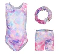 Sinoeem Maillot de gimnasia para niñas, manga larga/sin mangas, ropa de danza, ballet, pantalones cortos deportivos y diadema de colores brillantes para niñas de 5 a 12 años, B131_Butterfly, Tag