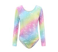 Sinoem Leotardos Gimnásticos para Niñas Manga Larga Maillot de Gimnasia Colorido Gimnasia Leotard para Niñas 5-12Años (7-8 Años, Arco iris manga larga)