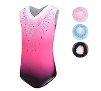 Sinoem Leotardos Gimnásticos para Niñas Manga Larga Maillot de Gimnasia Colorido Gimnasia Leotard para Niñas 5-12Años (5-6 Años, Rosa - manga corta)