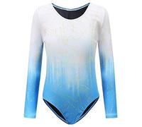 Sinoem Maillot de Gimnasia Leotardos Danza Ballet de sin Mangas 2-10 Años para Niña (Azul -Manga larga, 7-8 Años)