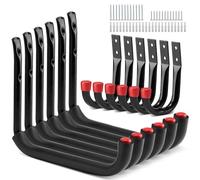 Sinoer Ganchos para Garaje 12 Piezas - Ganchos de Pared para Herramientas, Escaleras, Bicicletas y Objetos Voluminosos - 6 Piezas 25x23 cm + 6 Piezas 12x8.9 cm - Organizador de Almacenamiento