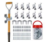 Sinoer Paquete de 14 organizadores de herramientas de jardín montados en la pared para exteriores - Soporte de metal para rastrillo, pala, escoba, soporte para trapeador