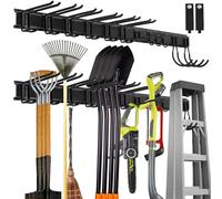 Sinoer Sinor estantería de pared de gestión de herramientas de garaje con 12 ganchos herramientas de jardín aplicadas silla escoba fregona rastrillo herramientas de jardín