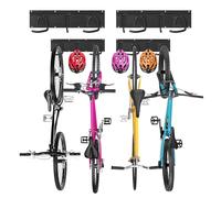 Sinoer - Soporte de bicicletas para pared, soporte de pared para 4 bicicletas + 3 cascos, gancho ajustable de almacenamiento de herramientas para garaje o casa, colgador vertical de bicicletas (ancho