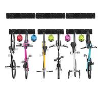 Sinoer Soporte de pared para bicicletas, soporte mural para 6 bicicletas + 5 cascos, colgador de pared resistente para bicicletas, gancho de acero macizo, 3 raíles de 20 pulgadas