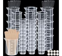 Sinofort 106 Piezas Vaso Medidor, Measuring Cups de 30ml 50ml 100ml, Vaso Mezclador de Plástico con Escala, con 20 Varillas Agitadoras y 20 Pipetas, para Mezclar Resina, Piedra, Epoxi y Pintura
