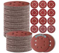 Sinofort 80Piezas Discos De Lijas 125mm,8 Agujeros Lija Circular,Papel Abrasivo Autoadhesivos para Lijadora Orbital Aleatoria 5Pulgadas(Grano 2000/1500/1200/1000/800/600/400/320/240/180/120/80/60/40）