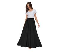 Sinono Falda Larga de Gasa para Mujer, Estilo Retro, hasta el Tobillo, Negro, XL