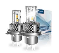 Sinoparcel 2025 Actualización H4/9003 LED Bombilla para Faros Delanteros - 20000LM/juego 6500K - Haz Baja y Alta con Ventilador Luz Blanca Reemplazo de Halógeno LED - Paquete de 2