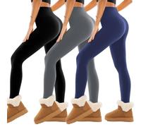 SINOPHANT Leggins Termicos Mujer Invierno, Cintura Alta Pantalon Forro Pola Mallas Termicas Leggings térmicos Deporte 3 Negro/Azul Marino/Gris XXL