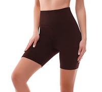 SINOPHANT Pantalones Cortos de Cintura Alta para Mujer, Leggings elásticos y opacos con Control de Abdomen para Debajo de Vestidos y Yoga(L-XL,1 marrón)