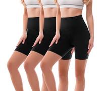 SINOPHANT Pantalones Cortos de Cintura Alta para Mujer, Leggings elásticos y opacos con Control de Abdomen para Debajo de Vestidos y Yoga(S-M,3 Negro)