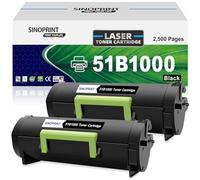 SINOPRINT Cartucho de tóner 51B1000 MS417 negro de repuesto para impresora Lexmark MS417dn MX417de MS317dn MS517dn MX317dn MX517de MS617dn MX617de (2 paquetes, negro)